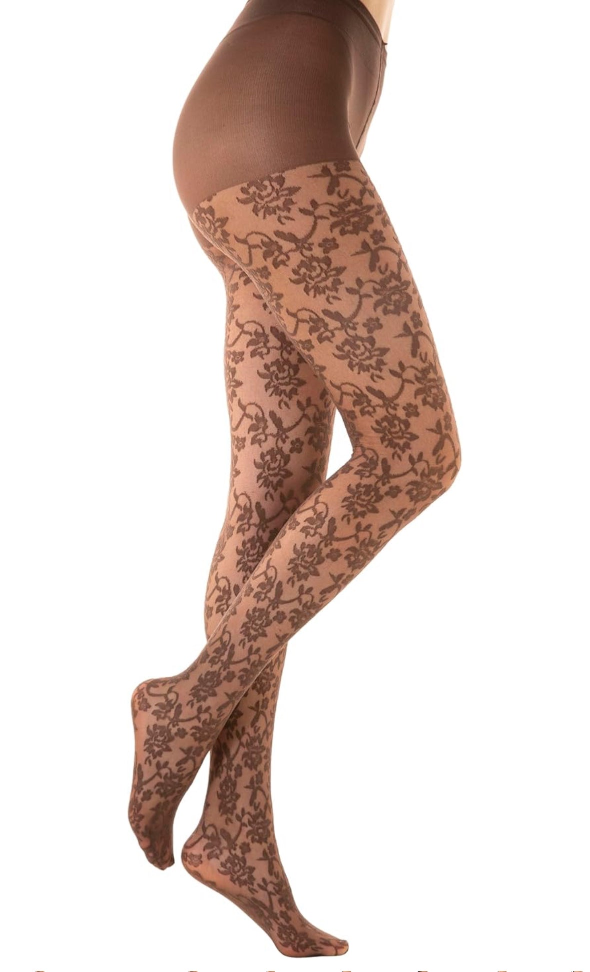 Collants dentelles marrons